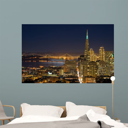 san francisco financial district at night (with ch Wall Mural