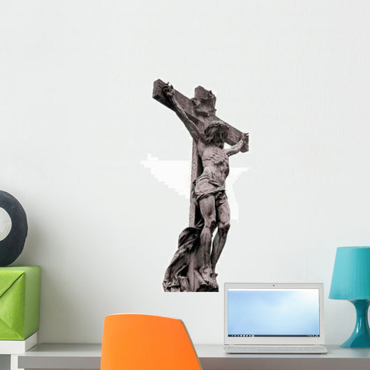 Marble Statue of Crucified Jesus Wall Decal