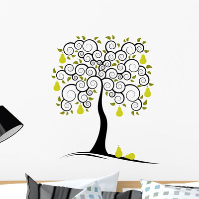 Pear Tree Wall Decal shown on a wall