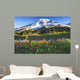 Mount rainier and wildflowers Wall Mural