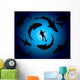 Sharks and Scuba Diver Vector Wall Mural