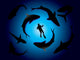 Sharks and Scuba Diver Vector Wall Mural
