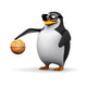 3d Basketball penguin Wall Decal