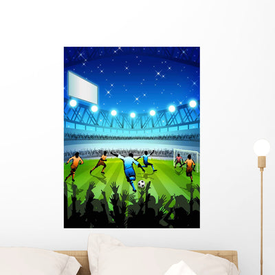 Soccer Stadium Night Wall Decal shown on a wall