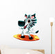 Zebra with surf. Funny cartoon and vector character Wall Decal
