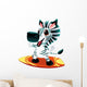 Zebra with surf. Funny cartoon and vector character Wall Decal