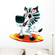 Zebra with surf. Funny cartoon and vector character Wall Decal
