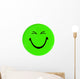 Green Happy Face Button Wall Decal