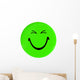Green happy face button Wall Decal