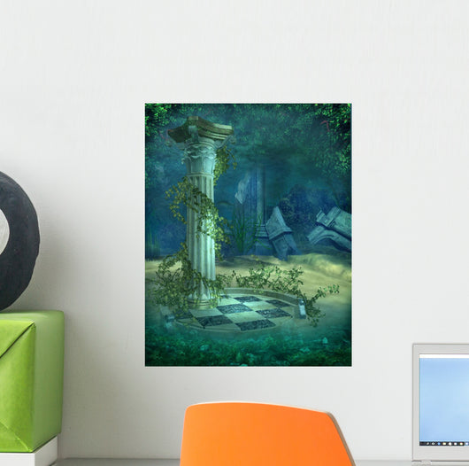 Underwater Ruins Scene Wall Mural