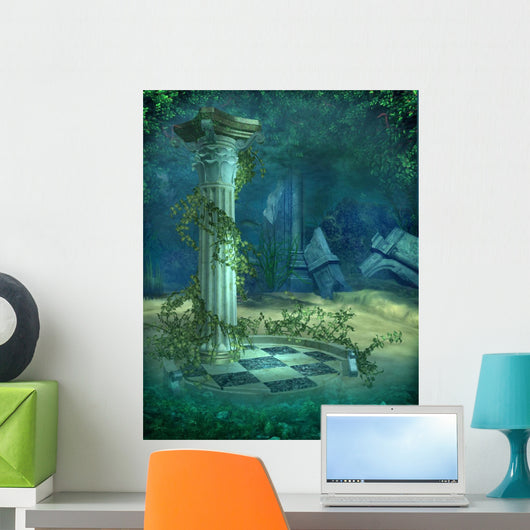 Underwater Ruins Scene Wall Mural