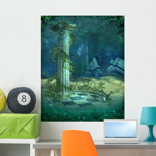 Underwater Ruins Scene Wall Mural