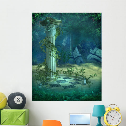 Underwater Ruins Scene Wall Mural