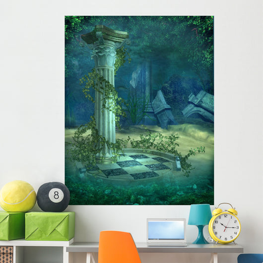 Underwater Ruins Scene Wall Mural