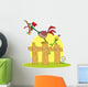 Loud Rooster On A Wood Fence By A Corn Stalk Wall Decal