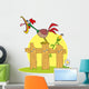 Loud Rooster On A Wood Fence By A Corn Stalk Wall Decal