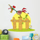 Loud Rooster On A Wood Fence By A Corn Stalk Wall Decal