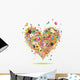 Summer Holiday Heart Shape With Design Elements Wall Decal