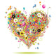 Summer Holiday Heart Shape With Design Elements Wall Decal