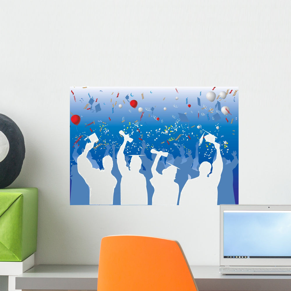 Graduating Murals Graduation Celebration Silhouette Wall Mural – Wallmonkeys