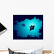 Underwater Murals - Background of a coral reef with manta ray Wall Mural