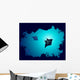 Underwater Murals - Background of a coral reef with manta ray Wall Mural