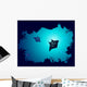 Underwater Murals - Background of a coral reef with manta ray Wall Mural