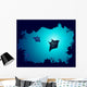 Underwater Murals - Background of a coral reef with manta ray Wall Mural