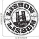 Lisbon Black Grunge Rubber Stamp Wall Decal