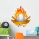 baseball with flames Wall Decal