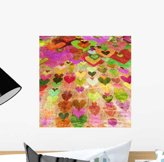 grunge love pattern background Wall Mural