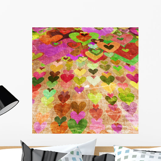 grunge love pattern background Wall Mural