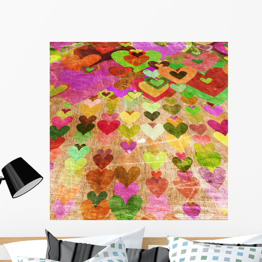 grunge love pattern background Wall Mural