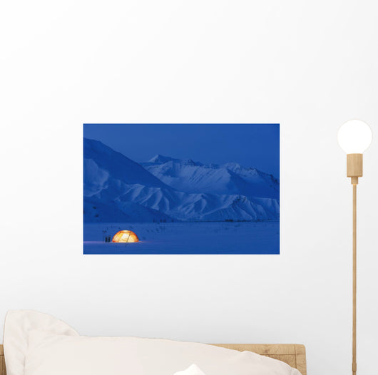 A Backpacking Tent Lit Up At Twilight Alaska Range Wall Mural