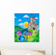 Big blue dragon with medieval castle Wall Mural