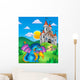 Big blue dragon with medieval castle Wall Mural