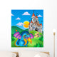 Big blue dragon with medieval castle Wall Mural