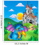 Big blue dragon with medieval castle Wall Mural