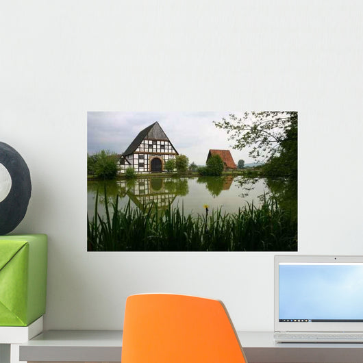 Timber-frame Houses Village Pond Wall Decal