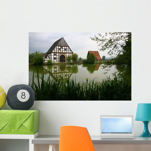 Timber-frame Houses Village Pond Wall Decal