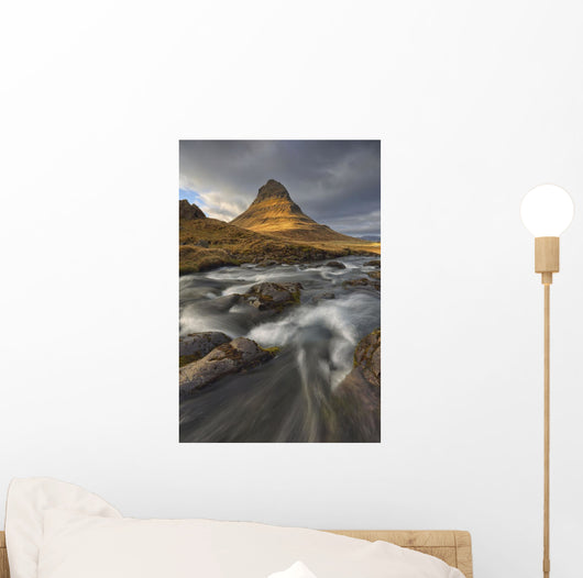 The mountain kirkjufell and waterfall kirkjufellsfoss Wall Mural
