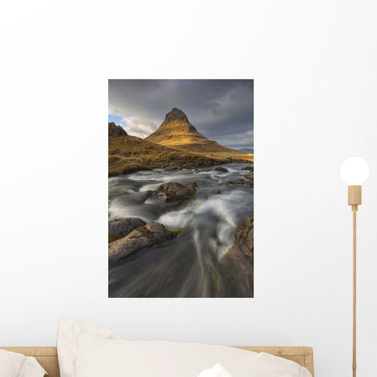 The mountain kirkjufell and waterfall kirkjufellsfoss Wall Mural