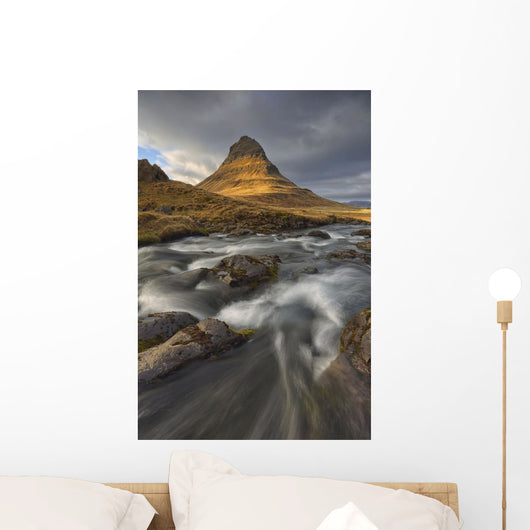 The mountain kirkjufell and waterfall kirkjufellsfoss Wall Mural