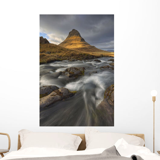 The mountain kirkjufell and waterfall kirkjufellsfoss Wall Mural