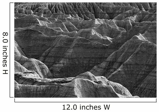 Black and white image of the badlands national park Wall Mural