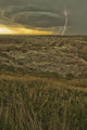 Lightning strike over badlands national park Wall Mural