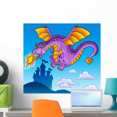Huge Flying Dragon near shown on a wall