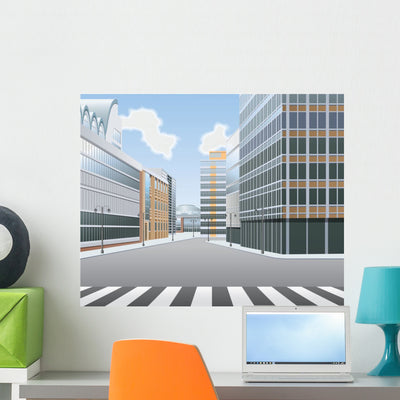 City Street Wall Mural shown on a wall
