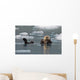 Sea Otter Swims On It's Back Amidst The Sea Ice Wall Mural