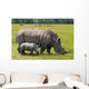 white rhinoceros with 2 weeks calf Wall Mural